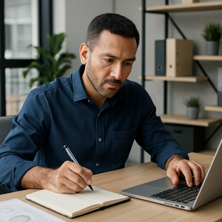 Dirigeant de PME bâtissant sa stratégie marketing