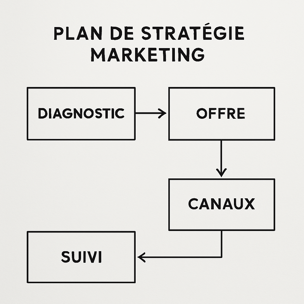 Schéma des étapes clés pour construire une stratégie marketing