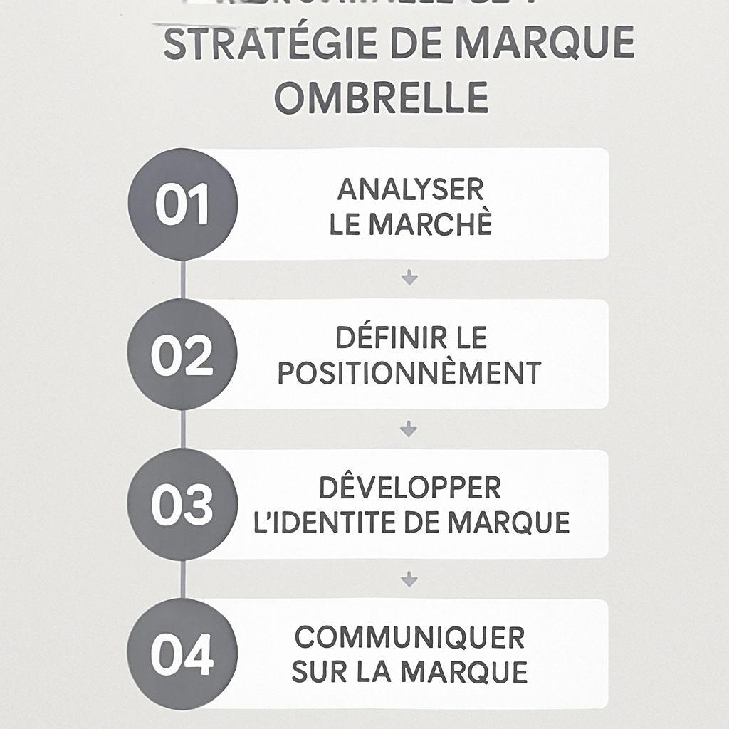 Infographie des étapes essentielles pour construire une marque ombrelle