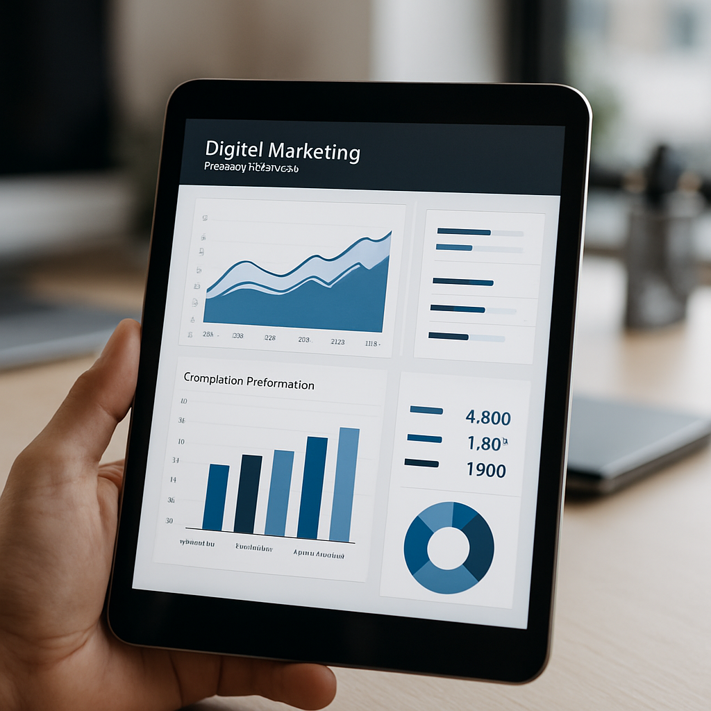 Tableau de bord d’analyse marketing digital comparant les performances des concurrents