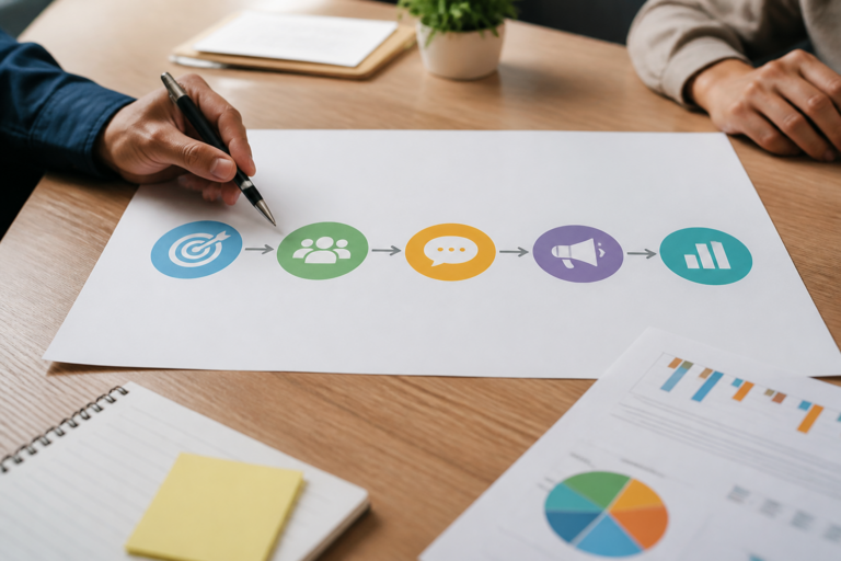 Schéma du modèle de plan de communication pour TPE et PME