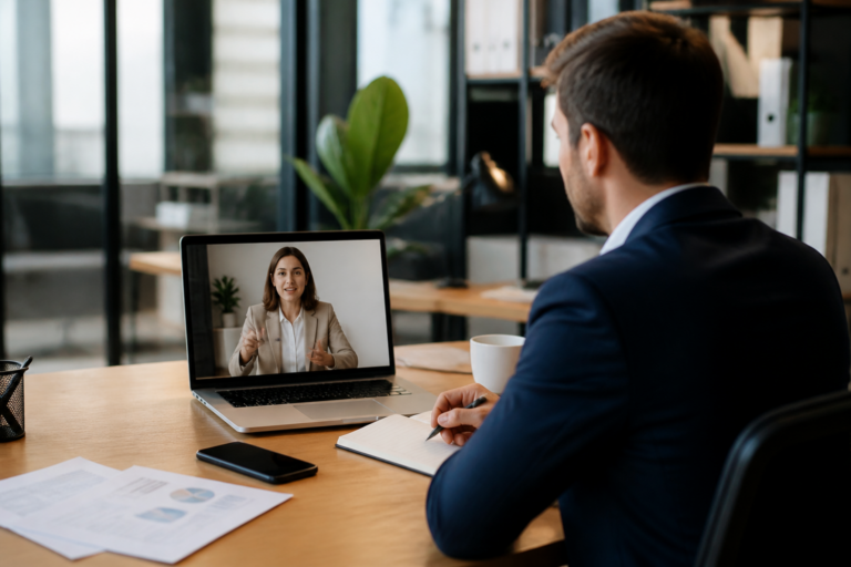 Consultant marketing expliquant la stratégie inbound marketing à un dirigeant de PME
