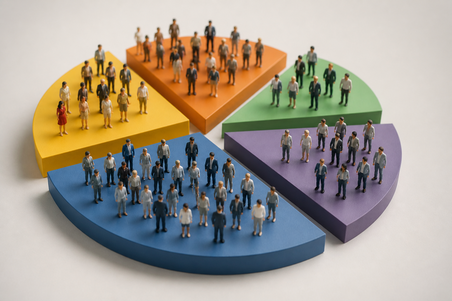 Illustration graphique de la segmentation marketing avec des groupes de clients différenciés