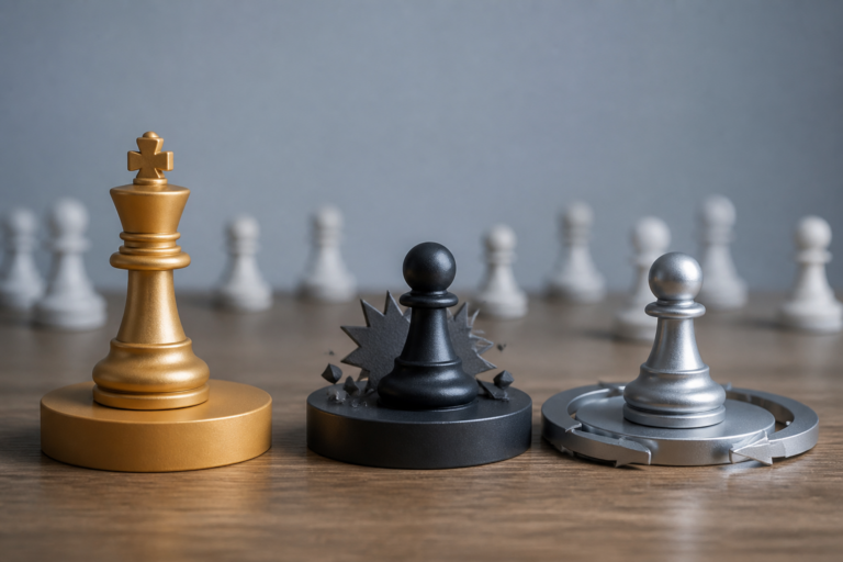 Schéma des positions leader, challenger et suiveur en marketing