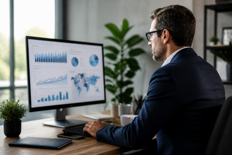Dirigeant de PME travaillant sur un plan de communication