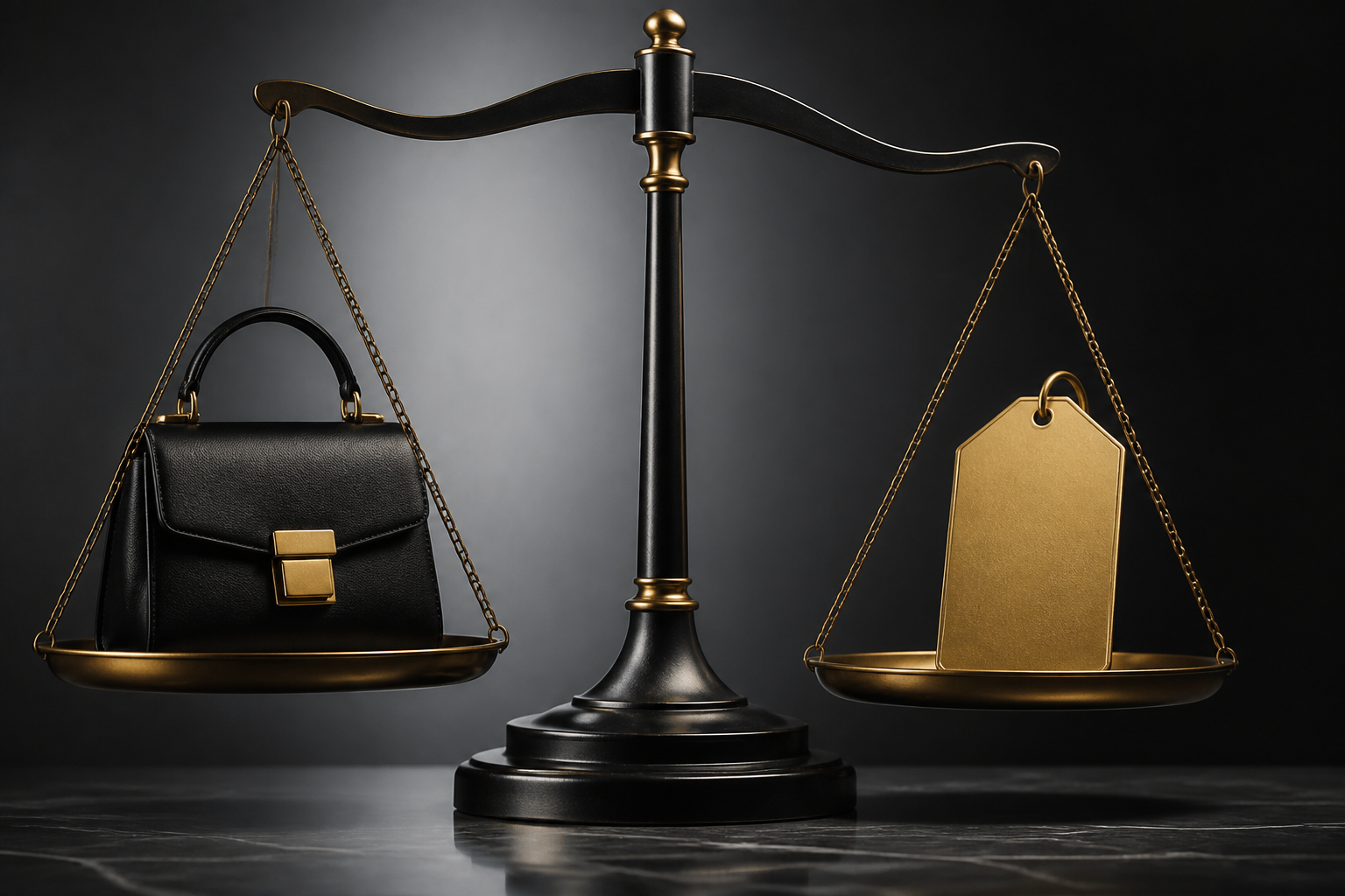 Balance symbolisant la stratégie d'écrémage avec produit et prix élevé