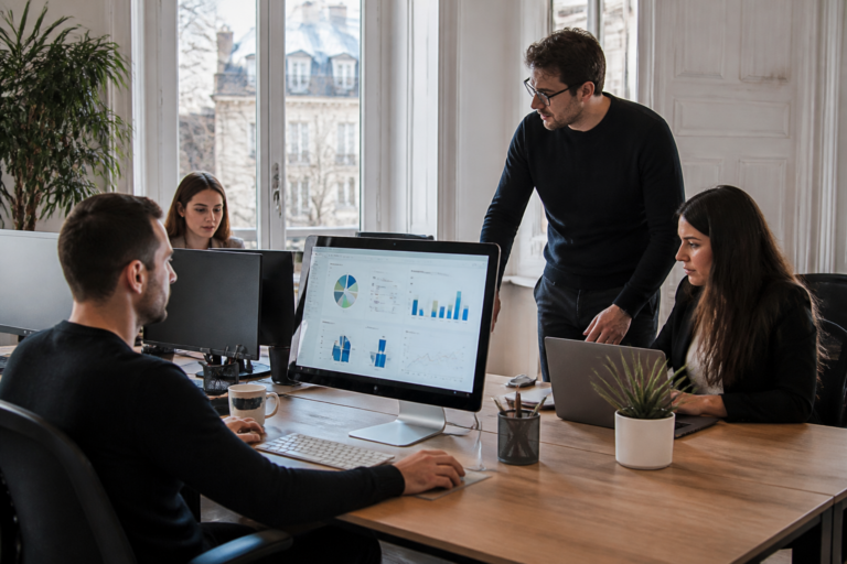 Équipe d'agence marketing digital à Pau en réunion stratégique