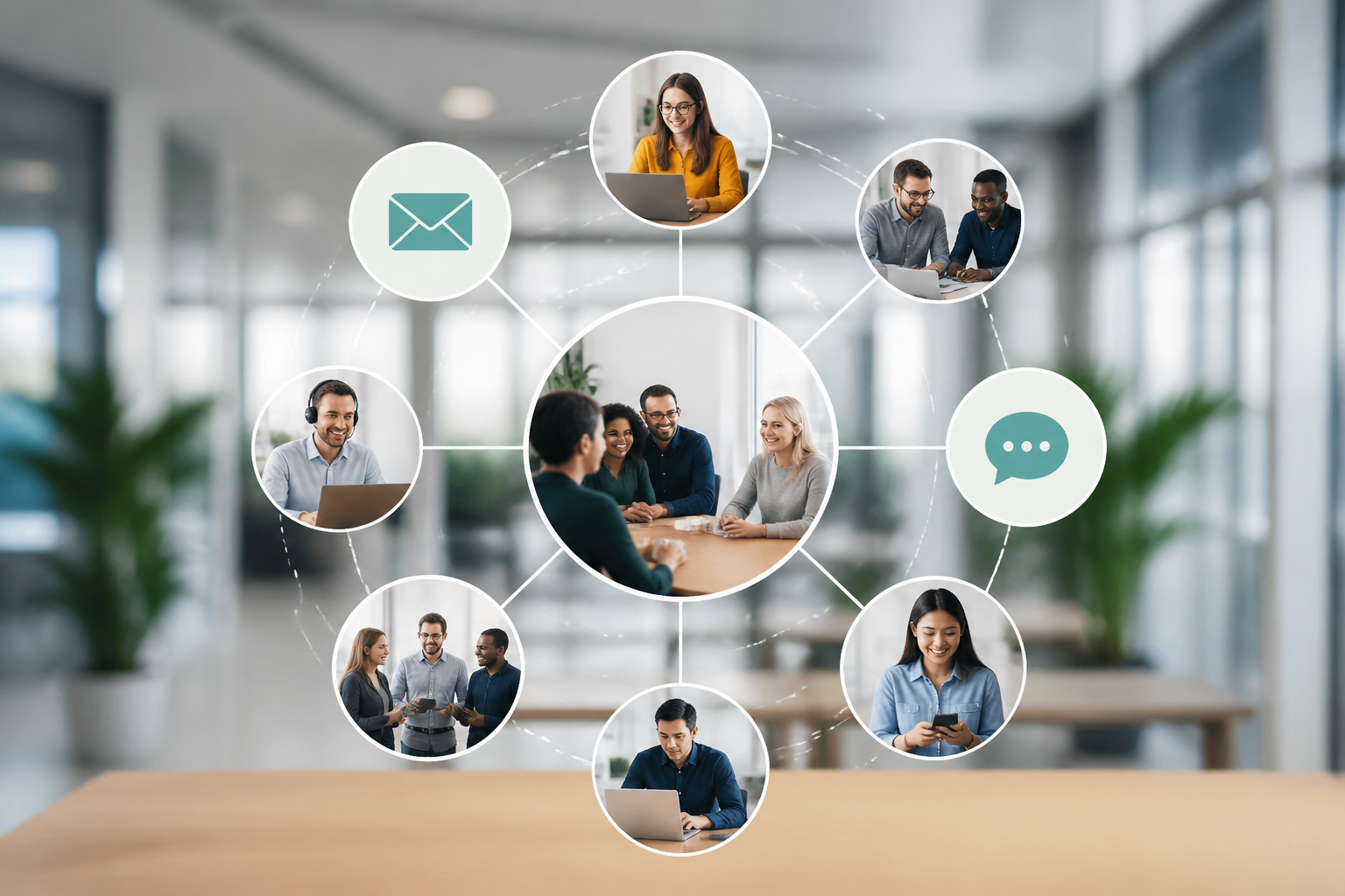 Schéma des canaux de communication interne d'entreprise