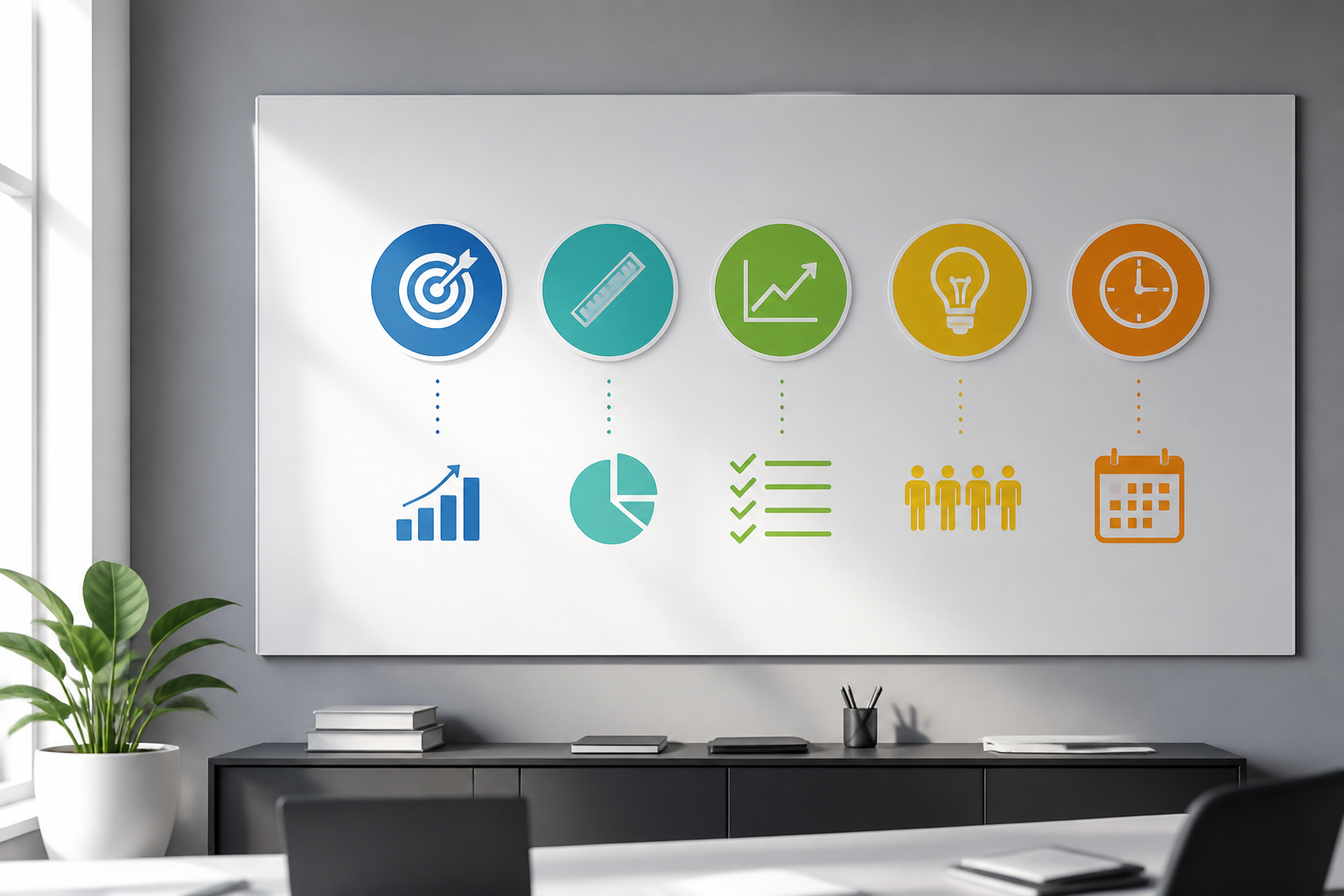 Graphique de la méthode SMART pour définir des objectifs marketing