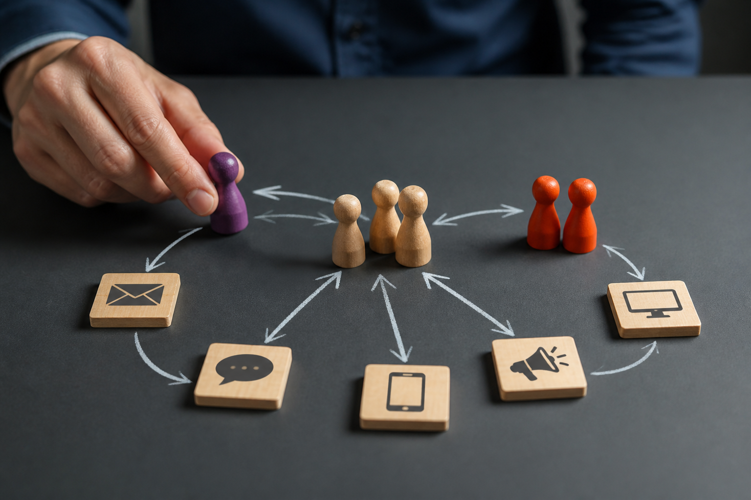 Schéma illustrant le flux d'un plan de communication entre cibles et canaux