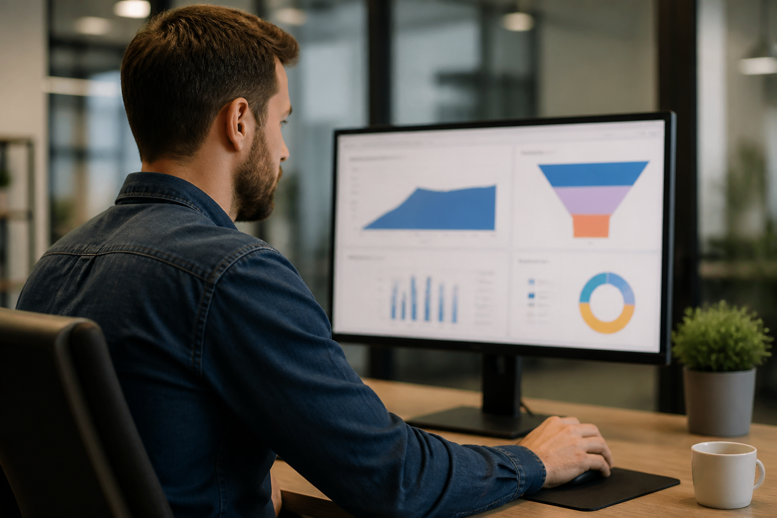 Consultant marketing en stratégie digitale analysant des données de conversion