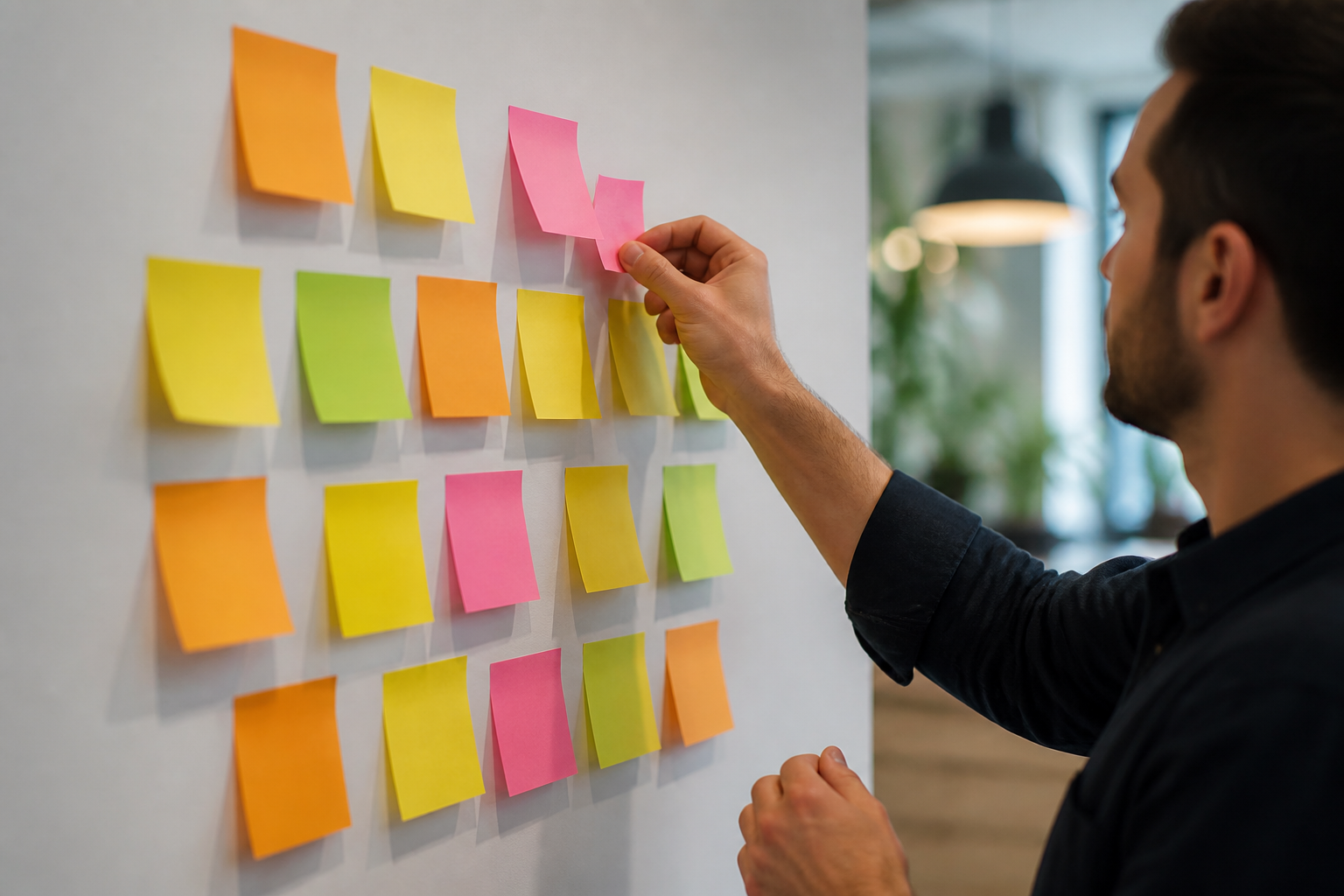 Stratégie marketing avec post-it colorés