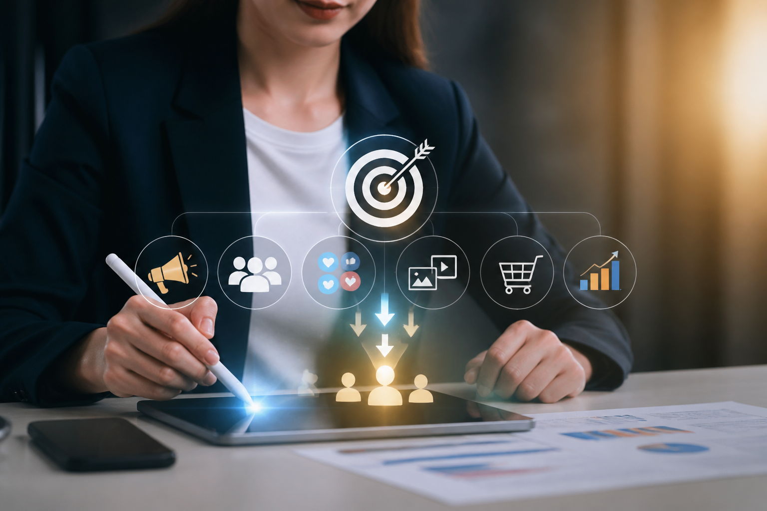 Schéma illustrant les différents canaux d'une stratégie marketing digital