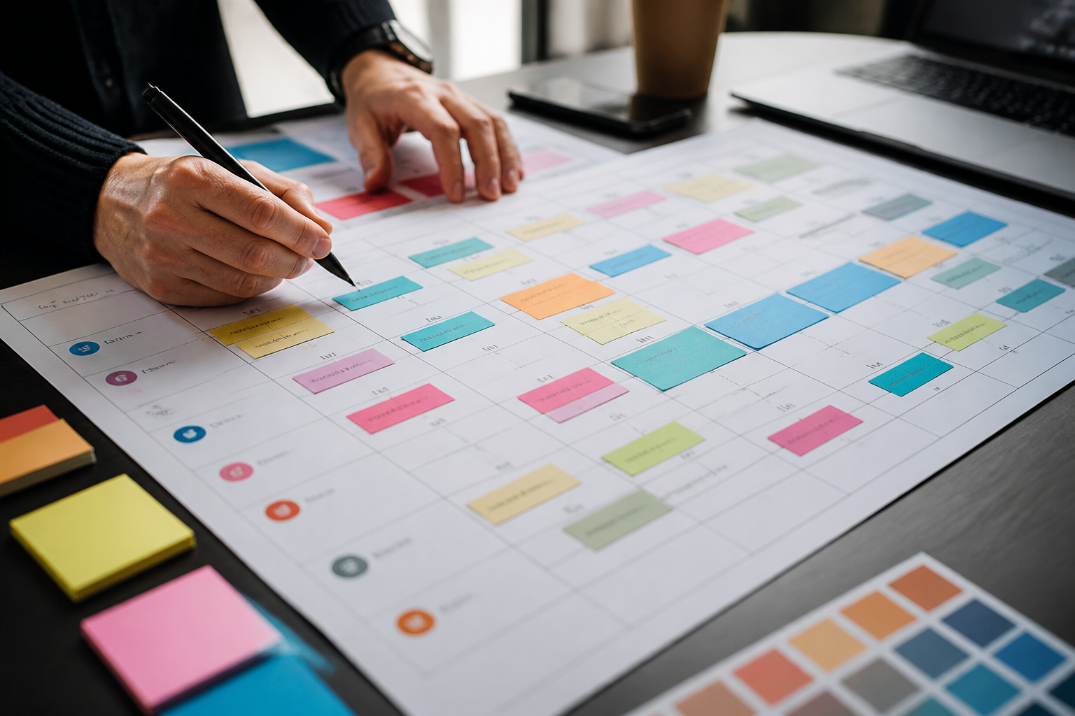 Calendrier éditorial digital pour planification des posts