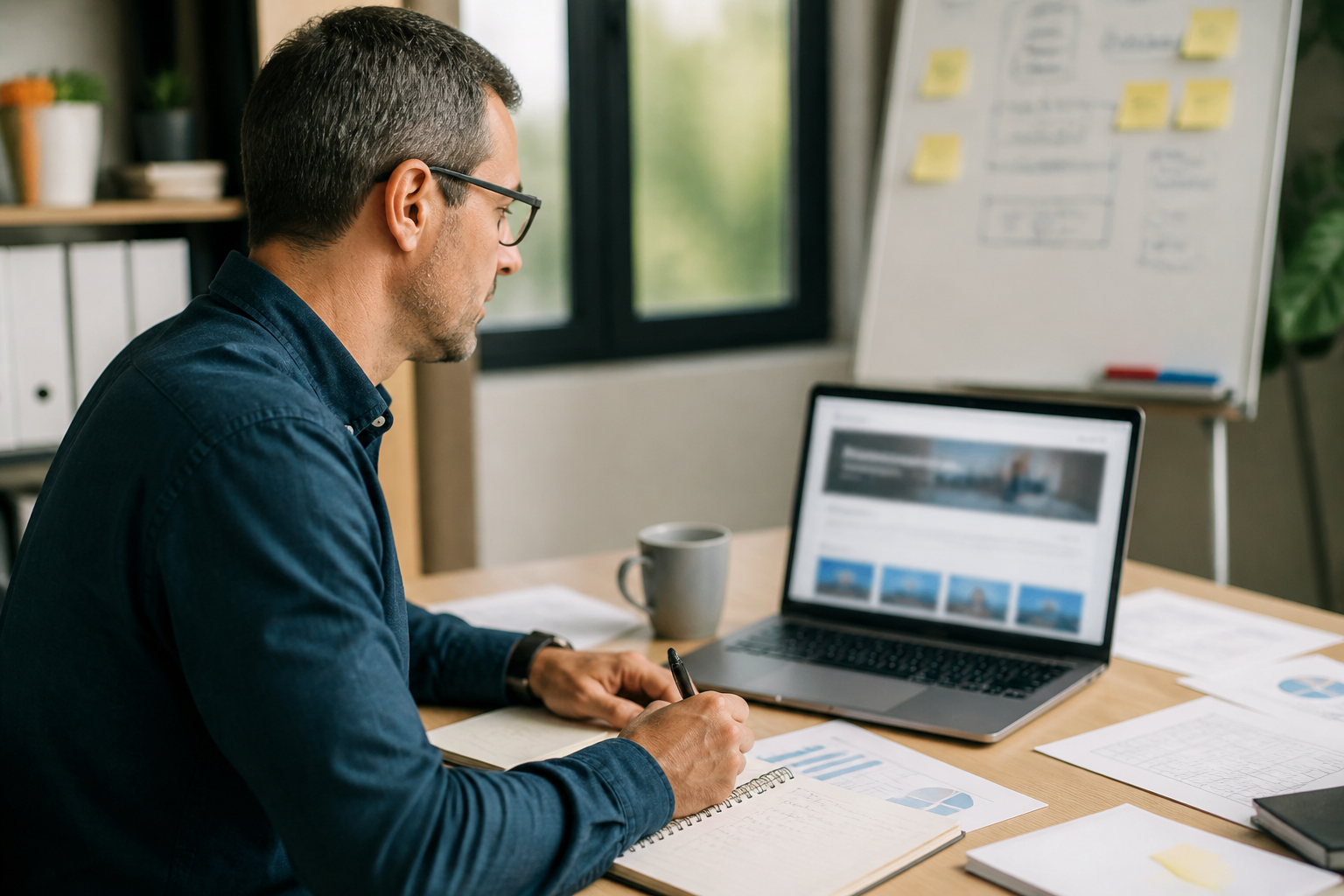 Dirigeant PME préparant la certification Google Ads avec la plateforme Skillshop