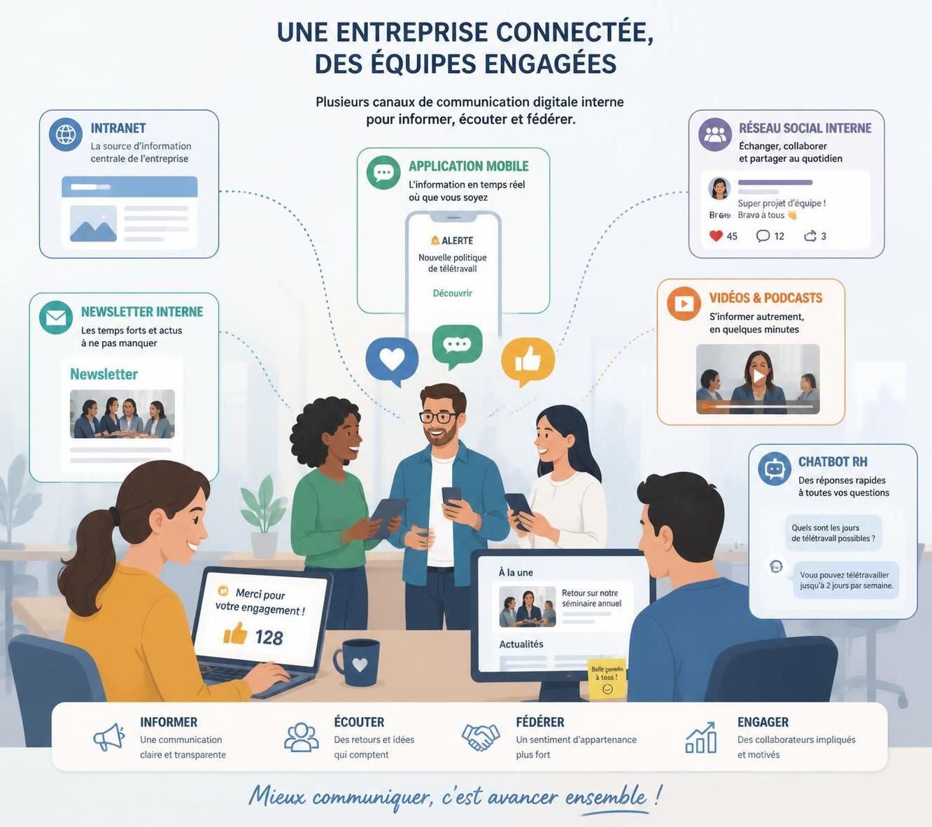 découvrez un guide complet du plan de communication interne avec des exemples concrets et les meilleures pratiques à adopter en 2026 pour renforcer la cohésion et l'efficacité au sein de votre entreprise.
