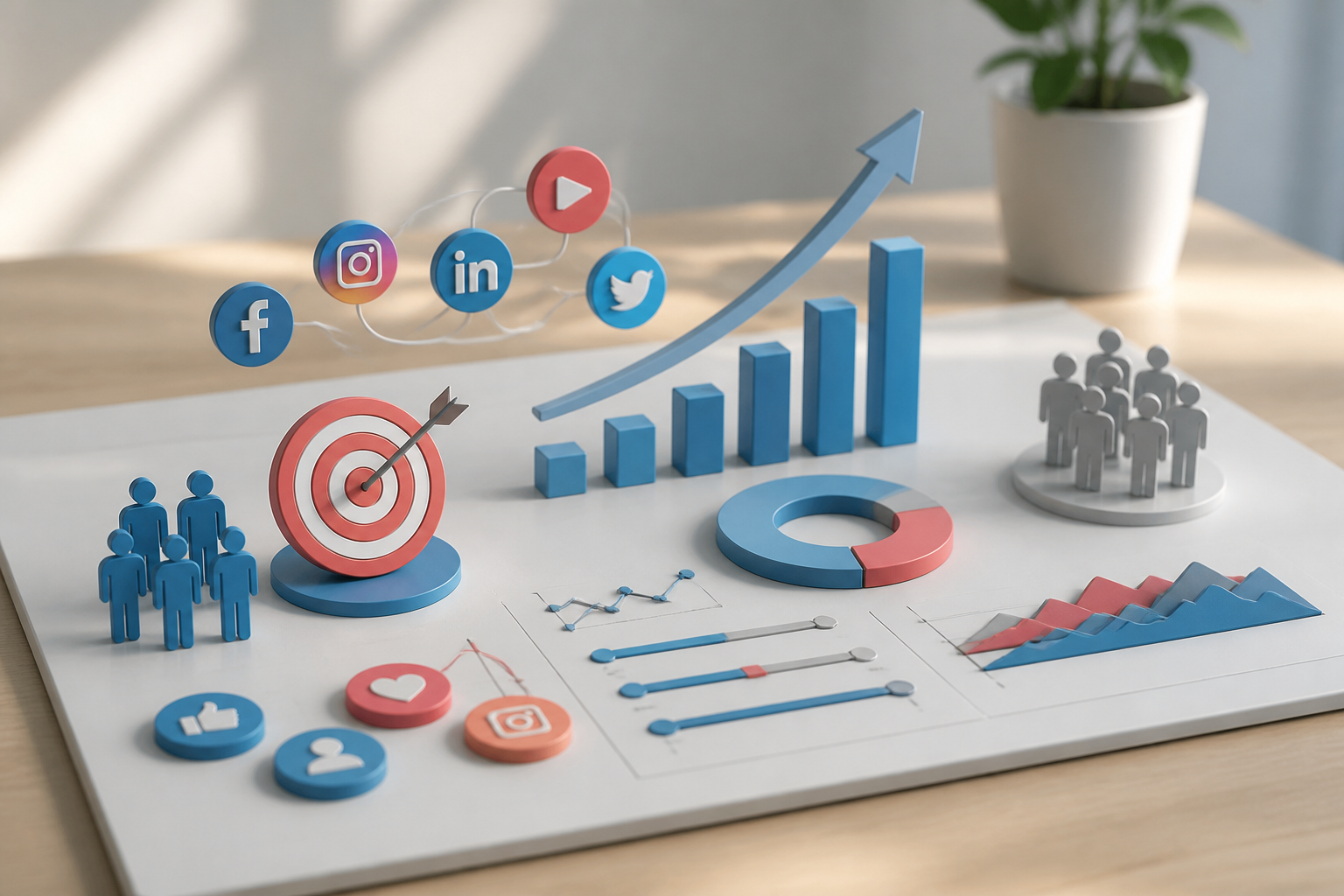 Plan de marketing digital avec réseaux sociaux et ciblage