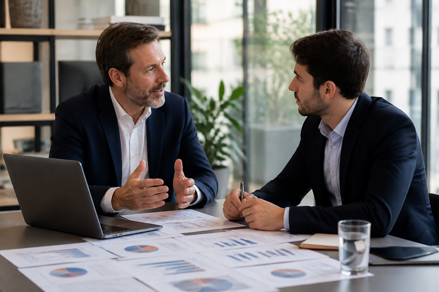 Consultant SEO local en réunion stratégique avec dirigeant de PME